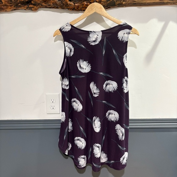 Alfani Plum and White Floral Sleeveless Blouse Plus Size - Picture 5 of 6